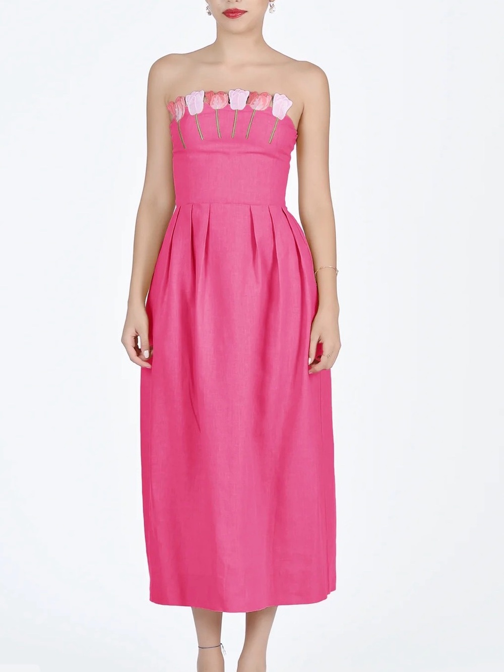 Fanm Mon Turki Tulip Trim Pink Midi Dress 🌷
